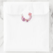 デリケートフローラリースピンクステッカー ラウンドシール (バッグ)