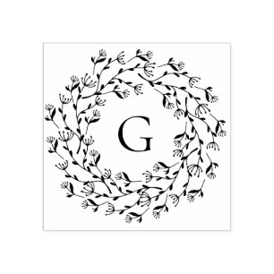 デリケートフローラリースモノグラム ラバースタンプ