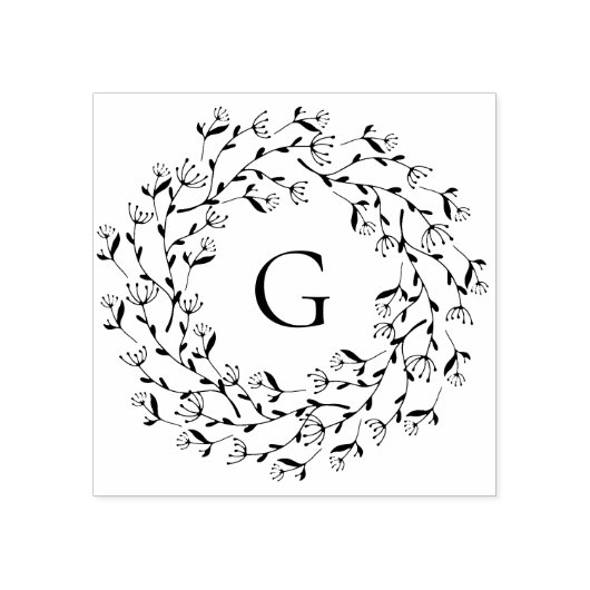 デリケートフローラリースモノグラム ラバースタンプ (インプリント)