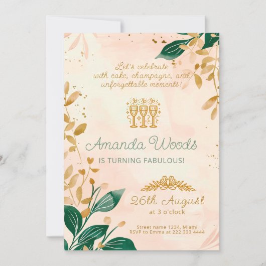 デリケートフローラ調和誕生祝い 招待状 (正面)