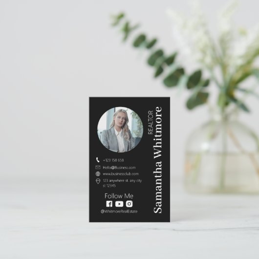 デリケートブラック不動産仲介業者プロフェッショナル実在エステート 名刺 (スタンド正面)