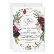 デリケートブルガンディーブルーフローラ結婚リース