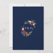 デリケートブルガンディーブルーフローラ結婚リース 招待状 (裏面)