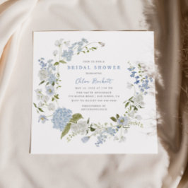 デリケートブルーフローラリースブライダルシャワー 招待状