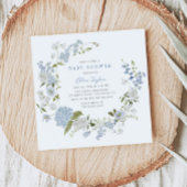 デリケートブルーフローラリースベビーシャワー招待状 招待状