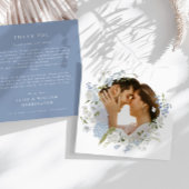 デリケートブルーフローラ結婚リースサンキューカード サンキューカード