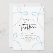 デリケートブルーボウコケット13誕生日 招待状 (正面)
