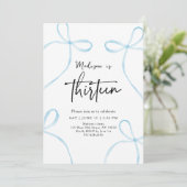 デリケートブルーボウコケット13誕生日 招待状 (スタンド正面)