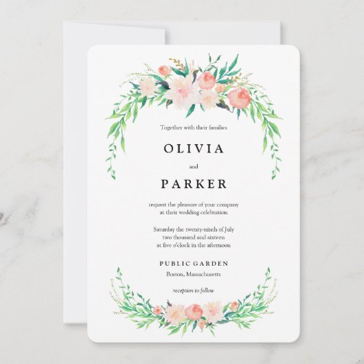 デリケートブーケ結婚式招待状 招待状 (正面)