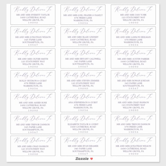 デリケートプラムパープルゲスト住所 シール (シート)