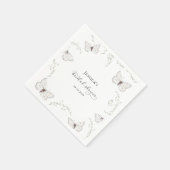 デリケートホワイトバタフライガーデンブライダルシャワー スタンダードカクテルナプキン (角)