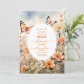 デリケートホワイトバタフライガーデンブライダルシャワー 招待状 (スタンド正面)