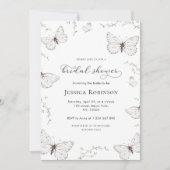 デリケートホワイトバタフライガーデンブライダルシャワー 招待状 (正面)