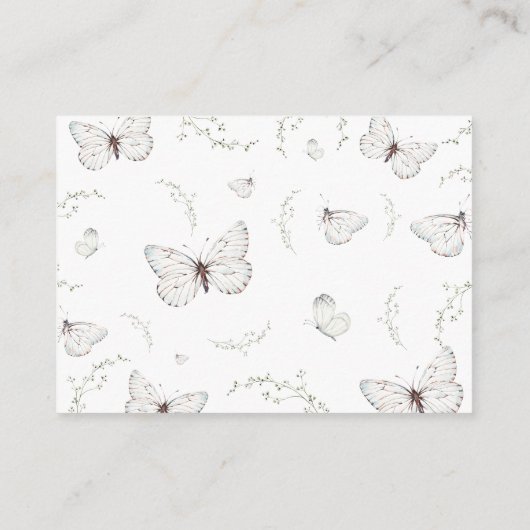 デリケートホワイトバタフライブライダルシャワーアドバイス エンクロージャーカード (裏面)