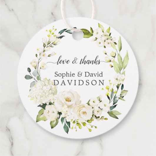 デリケートホワイトローズアジサイ金ゴールド結婚ズ フェイバータグ (裏面)