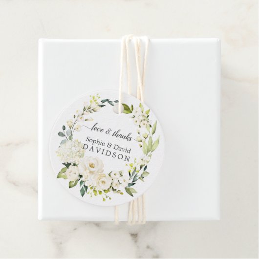 デリケートホワイトローズアジサイ金ゴールド結婚ズ フェイバータグ (インサイチュ)