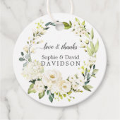 デリケートホワイトローズアジサイ金ゴールド結婚ズ フェイバータグ (正面)