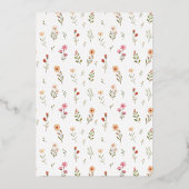 デリケートボホワイルドフラワーフローラブライダルシャワー 箔招待状 (裏面)