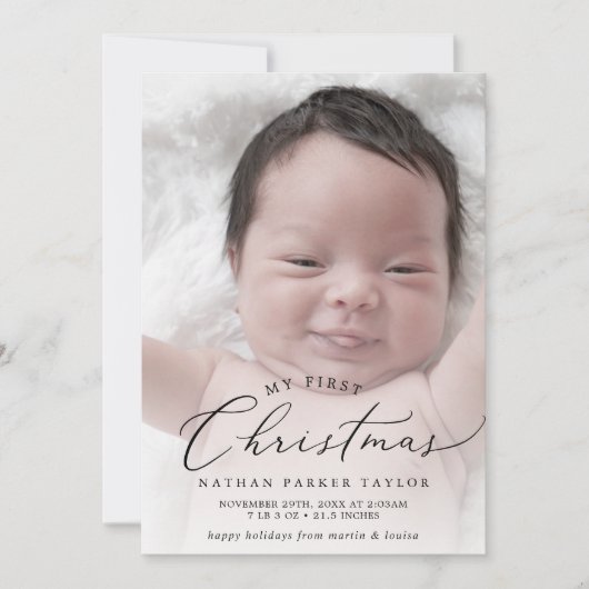 デリケートマイ初めてのクリスマスベビー誕生写真 シーズンカード (正面)