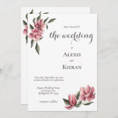 デリケートマグノリアピンク&赤面結婚式招待状 招待状 (正面/裏面)