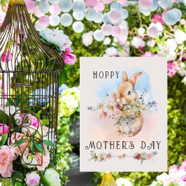 デリケートマザーズデイベビーバニーフローラブーケ インビテーションポストカード