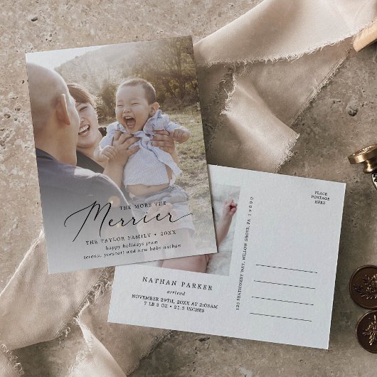 デリケートメリークリスマス新生児誕生 シーズンポストカード