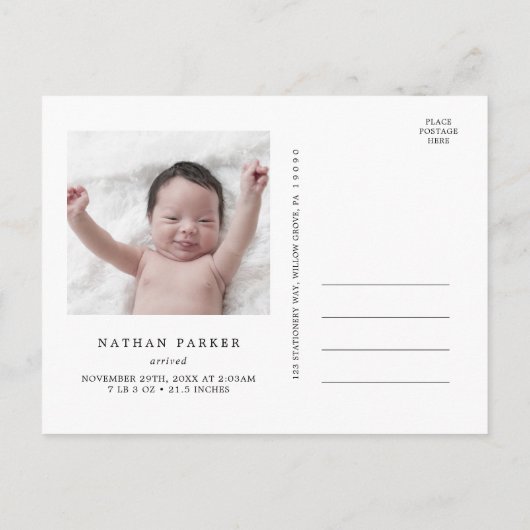 デリケートメリークリスマス新生児誕生 シーズンポストカード (裏面)