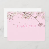 デリケートモダンな花フローラピンク サンキューカード (正面/裏面)
