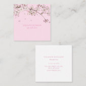 デリケートモダンな花フローラピンク スクエア名刺 (正面/裏面)