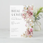 デリケートモダンピンクローズ&リリーブライダルシャワー 招待状 (スタンド正面)