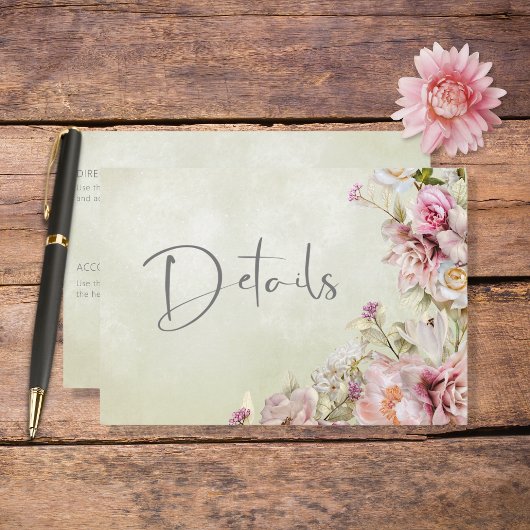 デリケートモダンピンク赤面バラリリーグリーン詳細 エンクロージャーカード