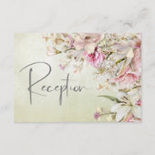 デリケートモダンピンク赤面バラ&リリーグリーン エンクロージャーカード (正面)