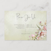 デリケートモダンピンク赤面バラ&リリーグリーン エンクロージャーカード (裏面)