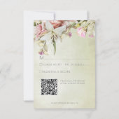 デリケートモダンピンク赤面バラ&リリーグリーン 出欠カード (裏面)