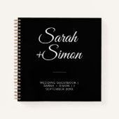 デリケートモダンブラック結婚ズゲストノート ノートブック (正面)