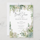 デリケートモダンベビーズブレスグリーンブライダルシャワー 招待状 (正面)