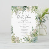 デリケートモダンベビーズブレスグリーンブライダルシャワー 招待状 (スタンド正面)
