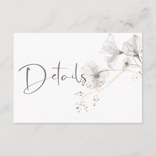 デリケートモダンホワイトグレーと金ゴールドフローラ詳細 エンクロージャーカード (正面)