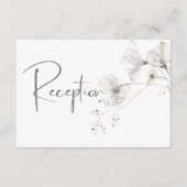 デリケートモダンホワイトグレー&金ゴールドフローラ披露宴 エンクロージャーカード (正面)