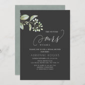 デリケートユーカリ未来ミセス・グレイ・ブライダルシャワー 招待状 (正面/裏面)