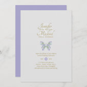 デリケートラベンダーバタフライ結婚式招待状 (正面/裏面)