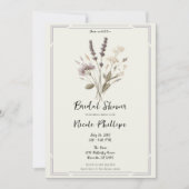 デリケートラベンダーフローラフラワーブライダルシャワー 招待状 (正面)