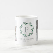 デリケートリースグリーンカスタムリーモノグラムフォトマグ コーヒーマグカップ (中央)