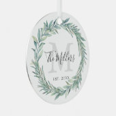 デリケートリースファミリークリスマスセラミックオーナメント メタルオーナメント (正面右)