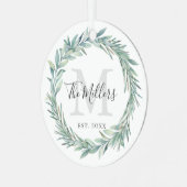 デリケートリースファミリークリスマスセラミックオーナメント メタルオーナメント (正面左)