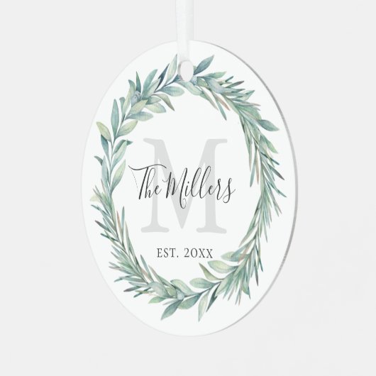 デリケートリースファミリークリスマスセラミックオーナメント メタルオーナメント (正面左)