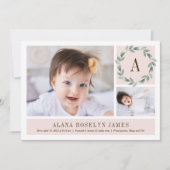 デリケートリース水彩ベビー誕生発表 シーズンカード (正面)