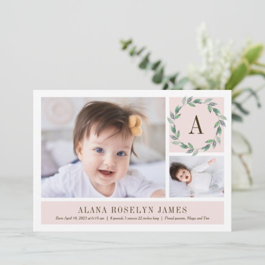 デリケートリース水彩ベビー誕生発表 シーズンカード (スタンド正面)