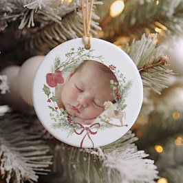 デリケートリース 赤ちゃんの初めてのクリスマス 写真 セラミックオーナメント