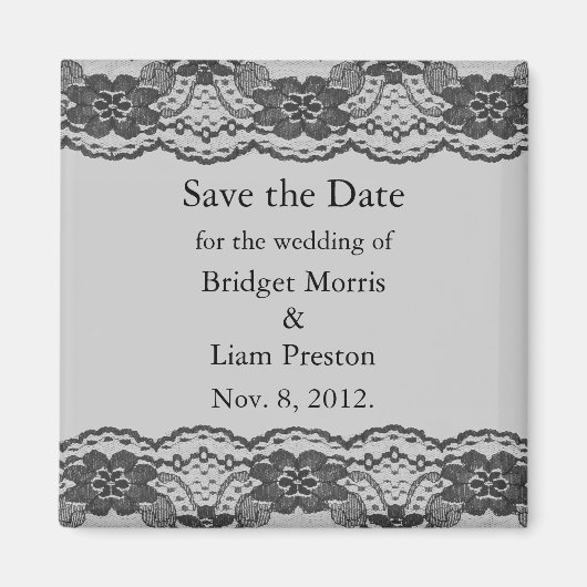 デリケートレースのようで日付マグネットを保存(グレー) マグネット (正面)